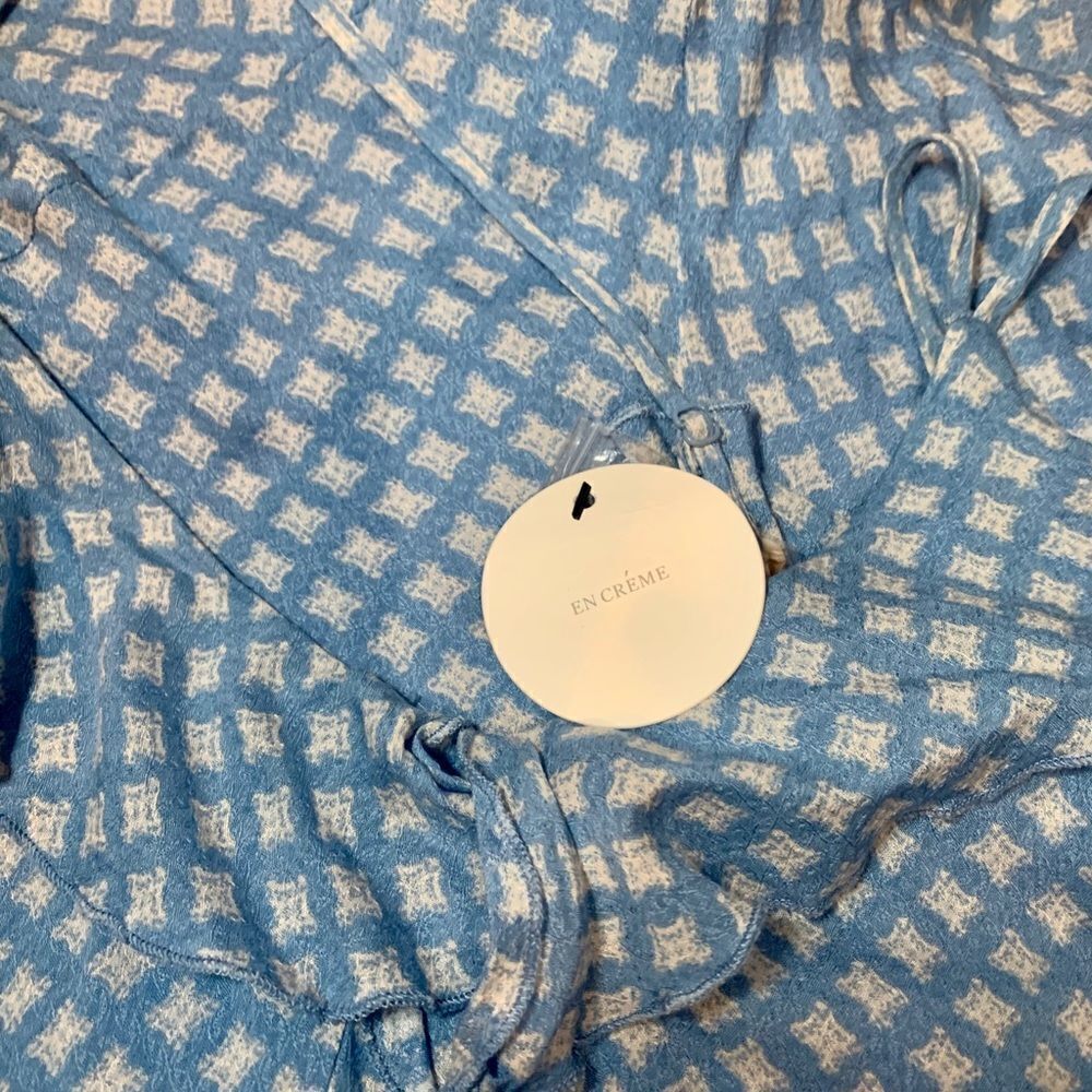 En creme Ruffle Romper Blue Beach Cover-up BNWT - Picture 3 of 3